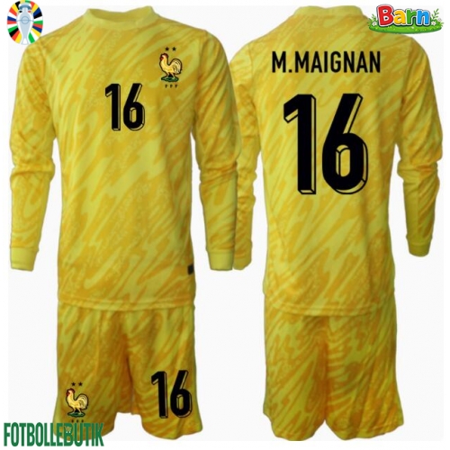 Frankrike Mike Maignan #16 Målvakt Hemmaställ Barn EM 2024 Långärmad (+ Korta byxor)